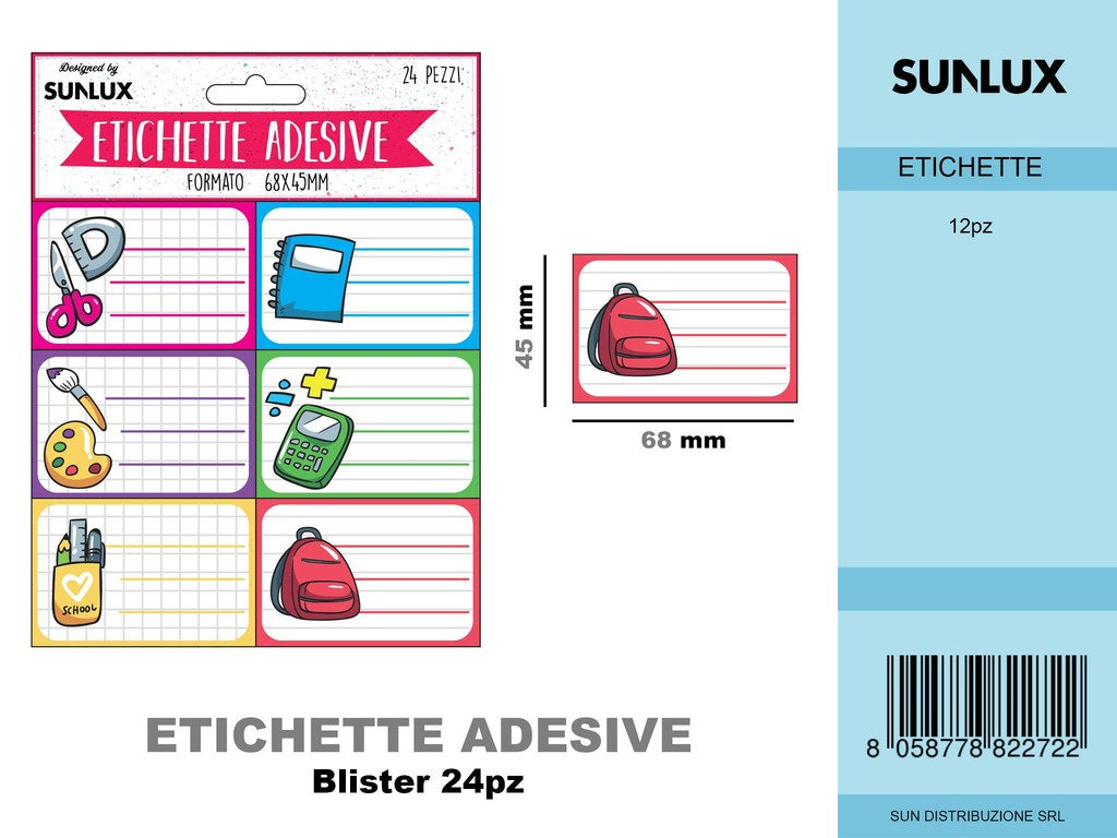 Etichette Adesive Scuola 24 Pcs