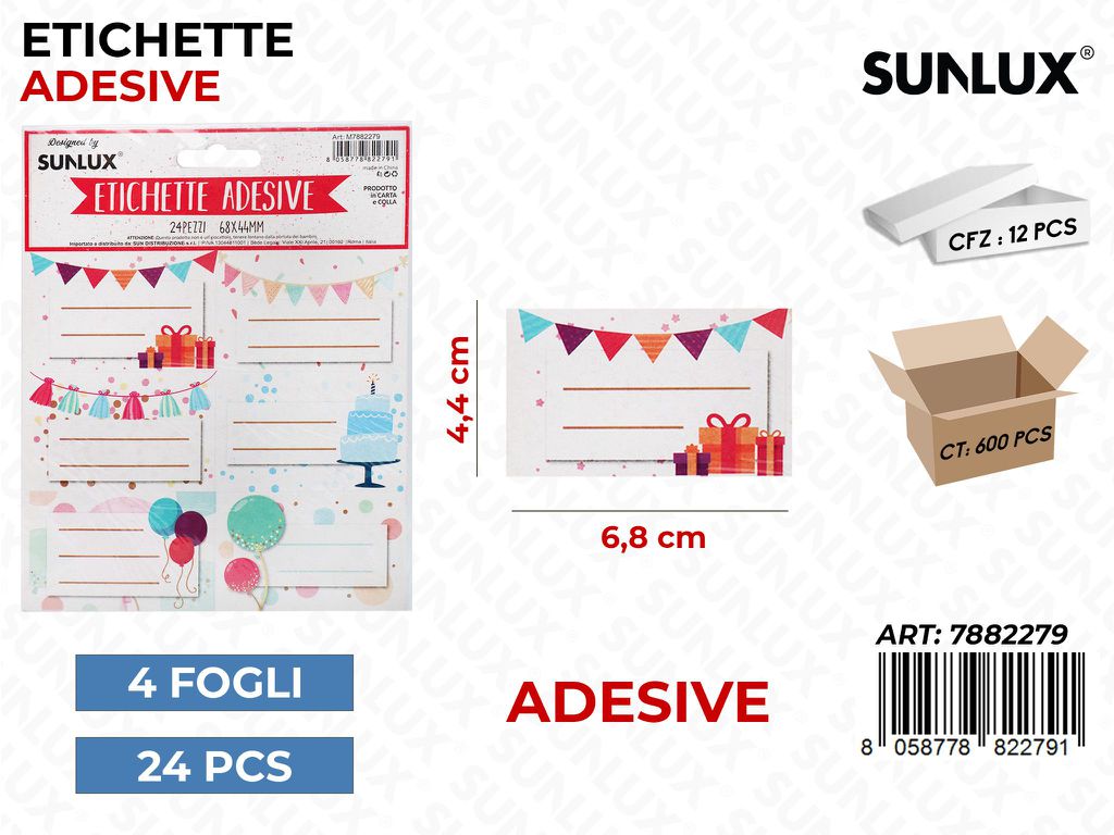 Etichette Adv Party 4FF 24PCS 6.8*4.4CM