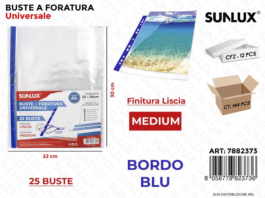 Buste a Forat. Uni. 22*30CM Med. Blu 25PCS