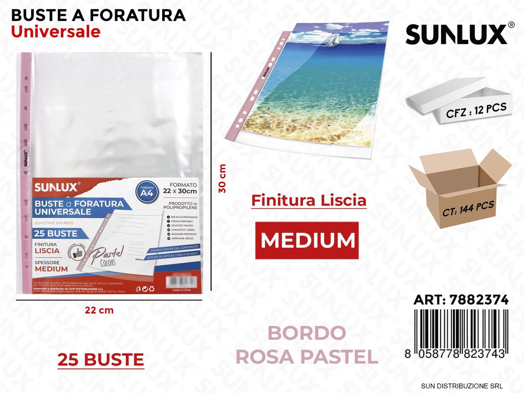 Buste a Forat. Uni. 22*30CM Med. Rosa P. 25PCS