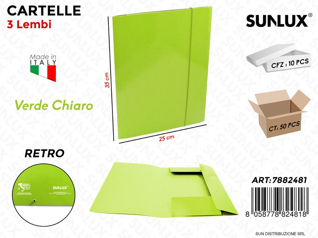 Cart. Verde Chiaro 25X35 Sun c/Lembi ed El.plastpz da 10
