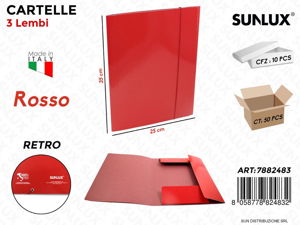 Cart. Rosso 25X35 Sun c/Lembi ed El.plast.