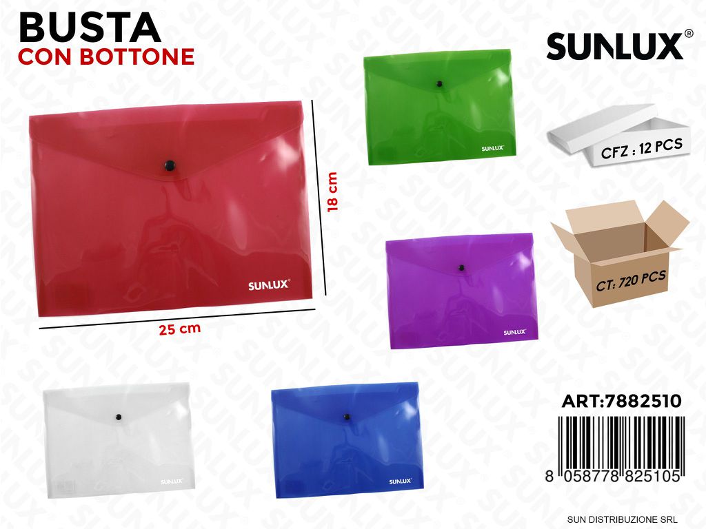 Busta c/Bottone Col. Ass. 25*18CM