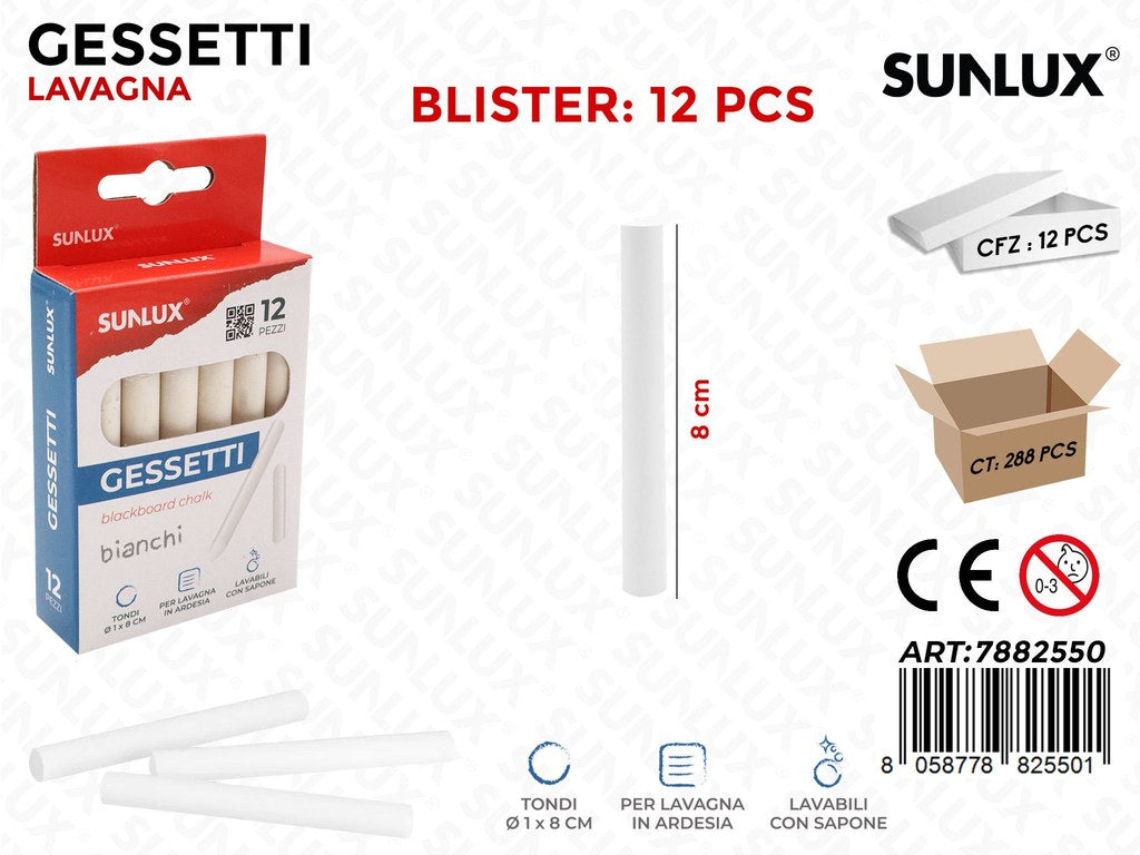 Gessetti Bianchi D.1X 8CM 12 Pcs