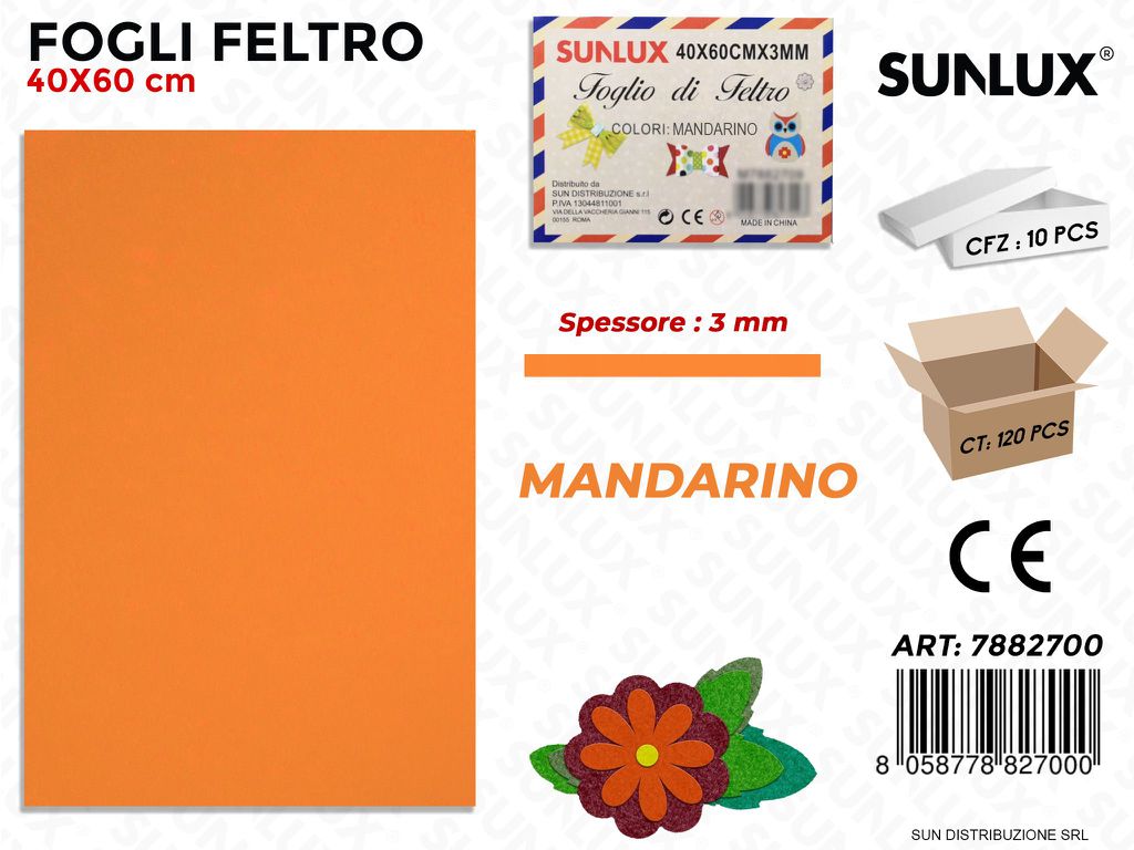 Fogli di Feltro Mandarino 40*60CM 3 Mm