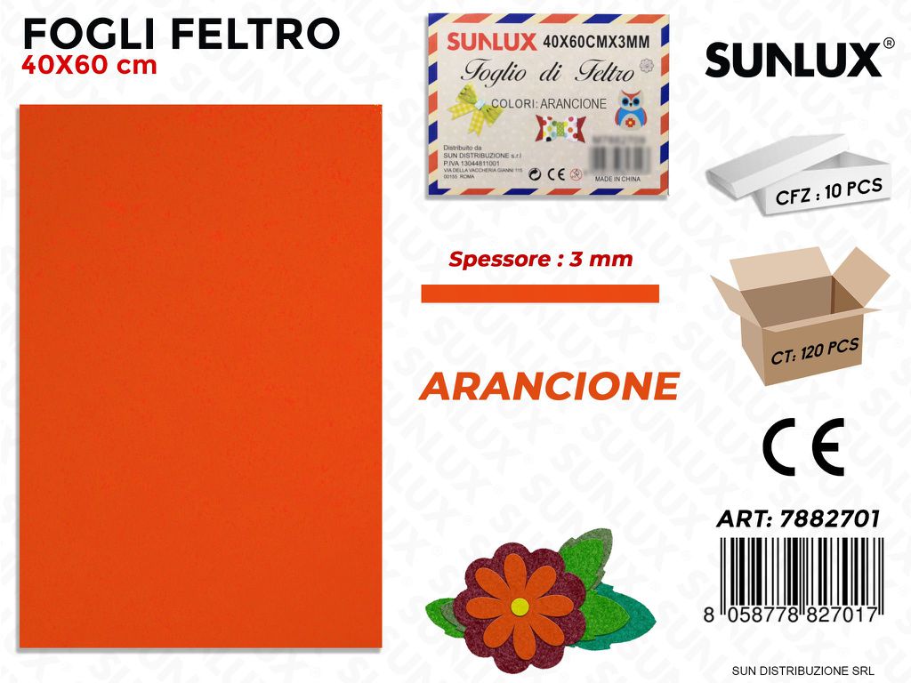 Fogli di Feltro Arancione 40*60CM 3 Mm