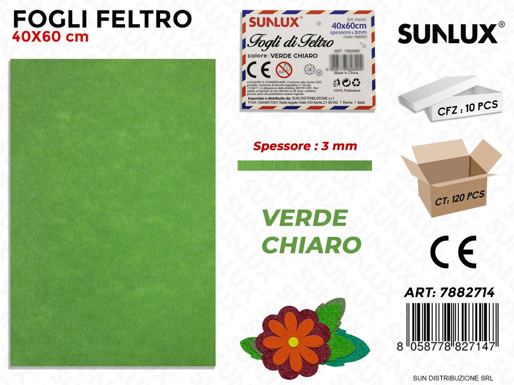Fogli di Feltro Verde Chiaro 40*60CM 3 Mm