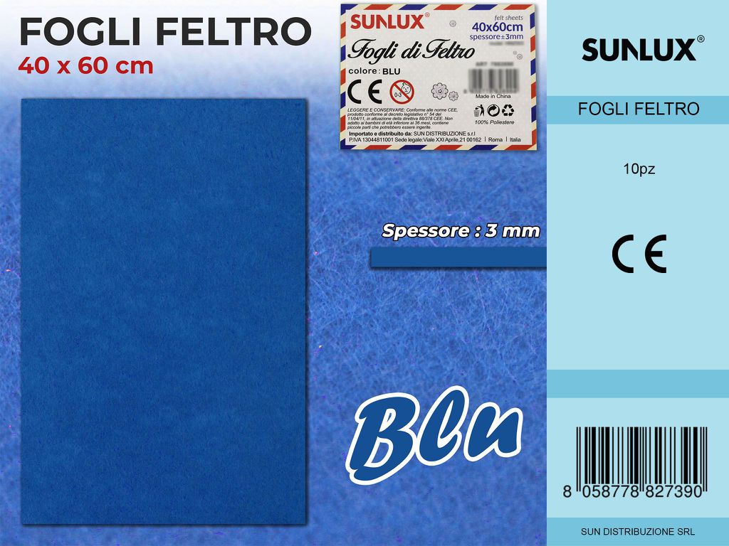 Fogli di Feltro Blu 40*60CM 3MM