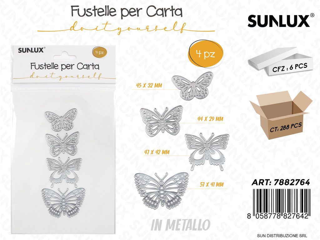 Fustelle per Carta in Metallo 4PCS Mis. Ass.