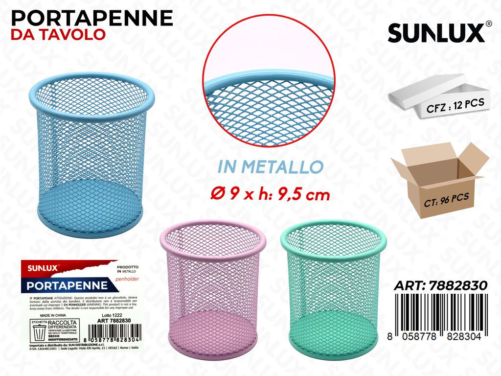 Sunlux Portapenne in Metallo Pastel D.9*9.5CM