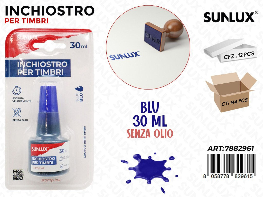 Sunlux Inchiostro per Timbro Blu 30ML