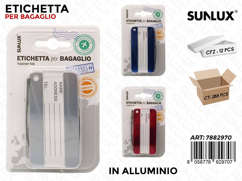 Etichetta per Bagaglio Allum. ASS.8*4CM