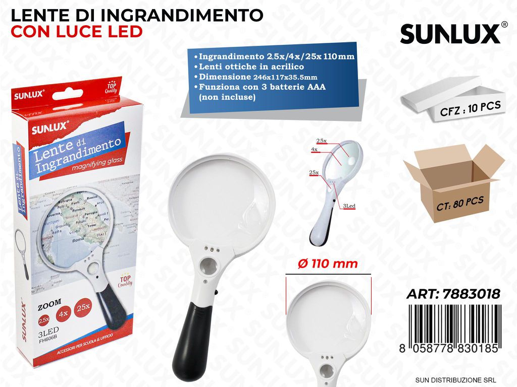 Lente di Ingrandimento c/ Luce FH606B 3ZOOM