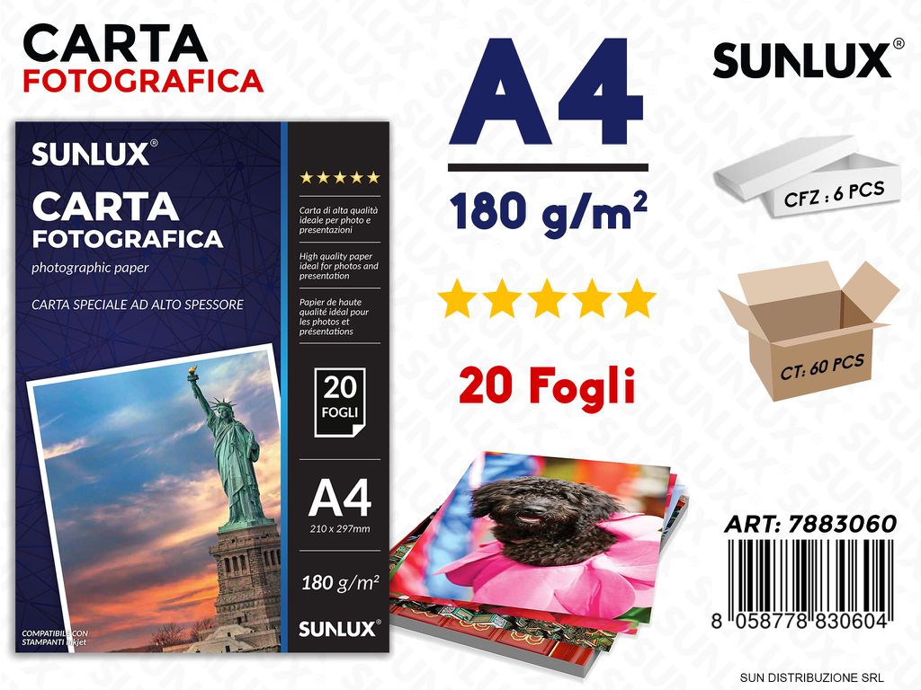 Carta Fotografica F.to A4 180G 20FF