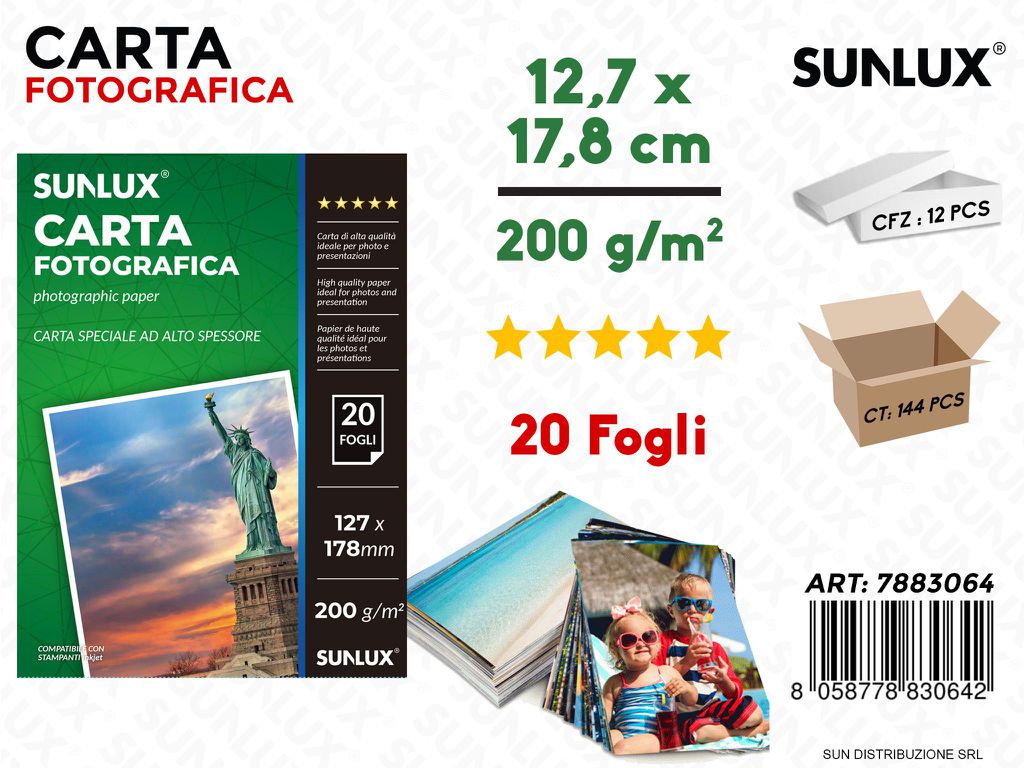 Carta Fotografica F.to 12.7*17.8CM 200G 20FF