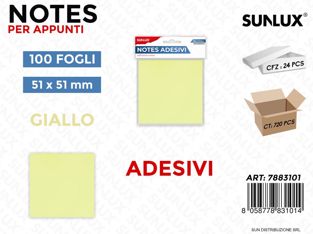 Notes Adesivi Giallo 100FF 51*51MM