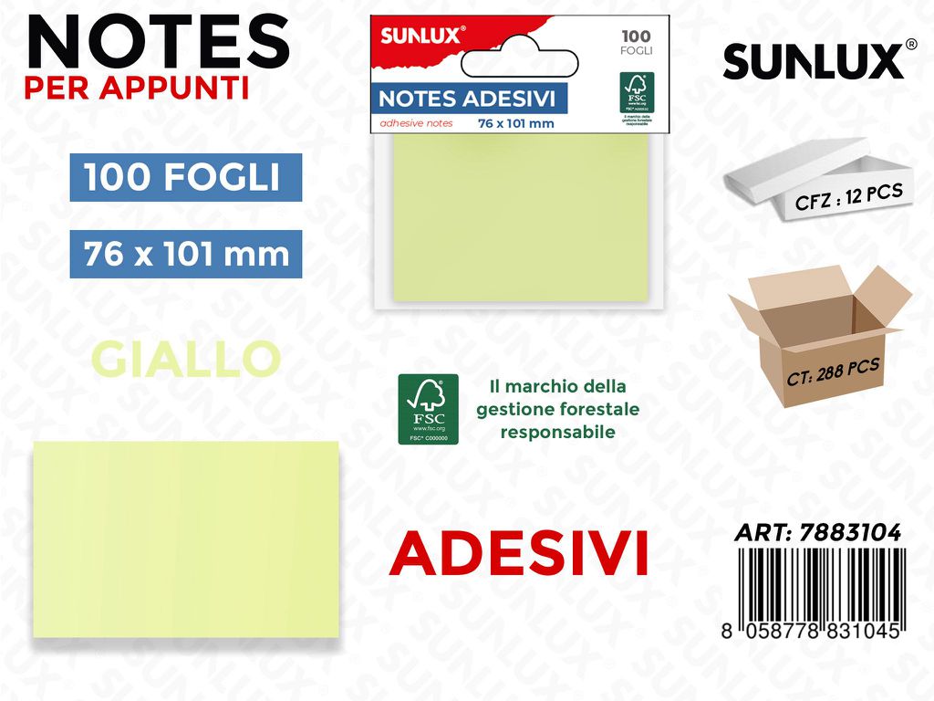 Notes Adesivi Giallo 100FF 76*101MM