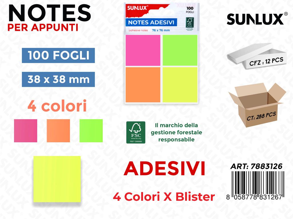 Notes Adv 4COL. 100FF 38*38MM