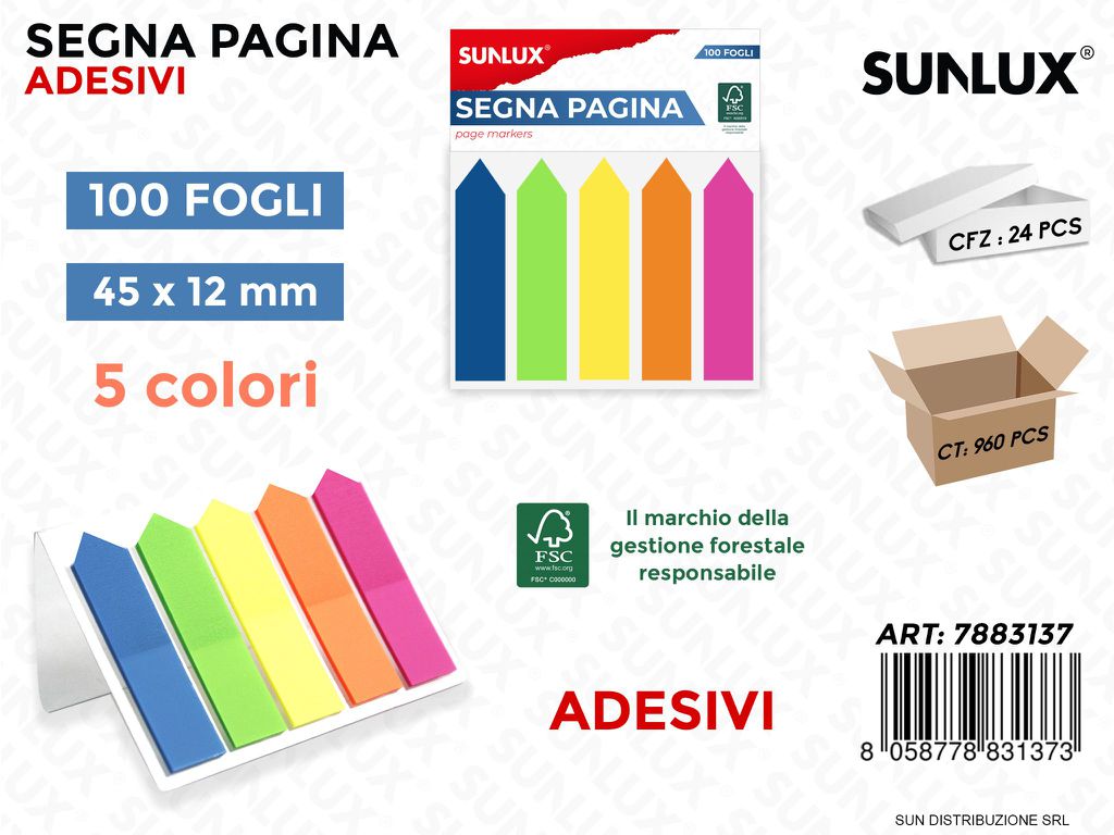 Segnapagina Adv 5COL 100FF 45*12MM