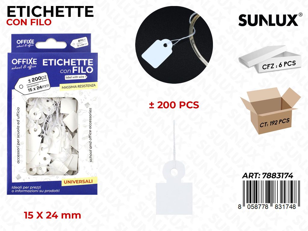 Etichette con Filo 15*24MM 200PCS
