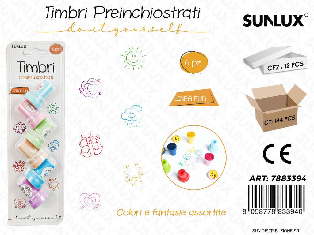 Timbri Preinchiostrati L. Fun 6PCS Ass.