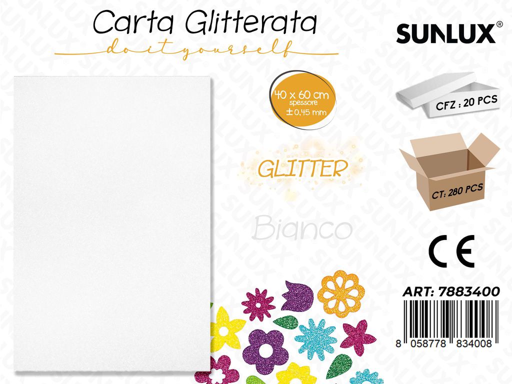 Carta Glitter Bianco 0.45.MM *40*60CM