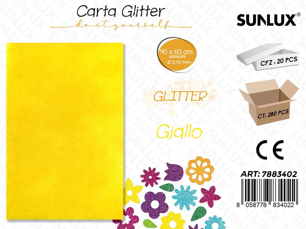 Carta Glitter Giallo 0.45.MM *40*60CM