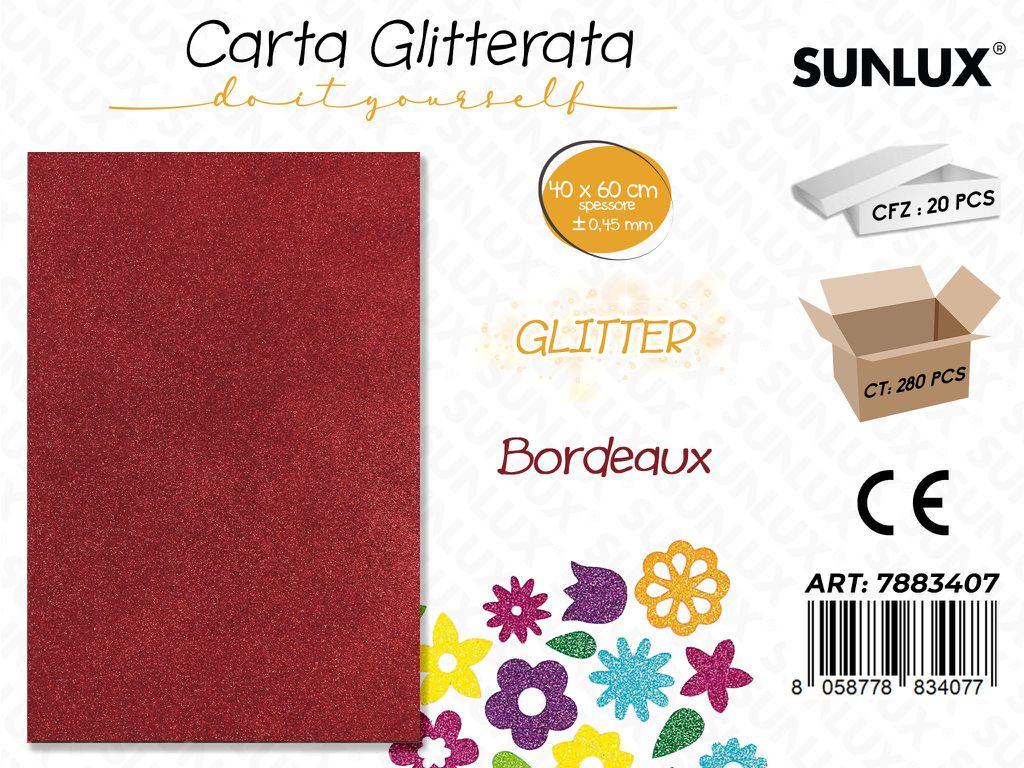 Carta Glitter Bordeaux 0.45.MM *40*60CM