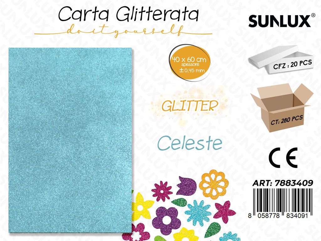 Carta Glitter Celeste 0.45.MM *40*60CM