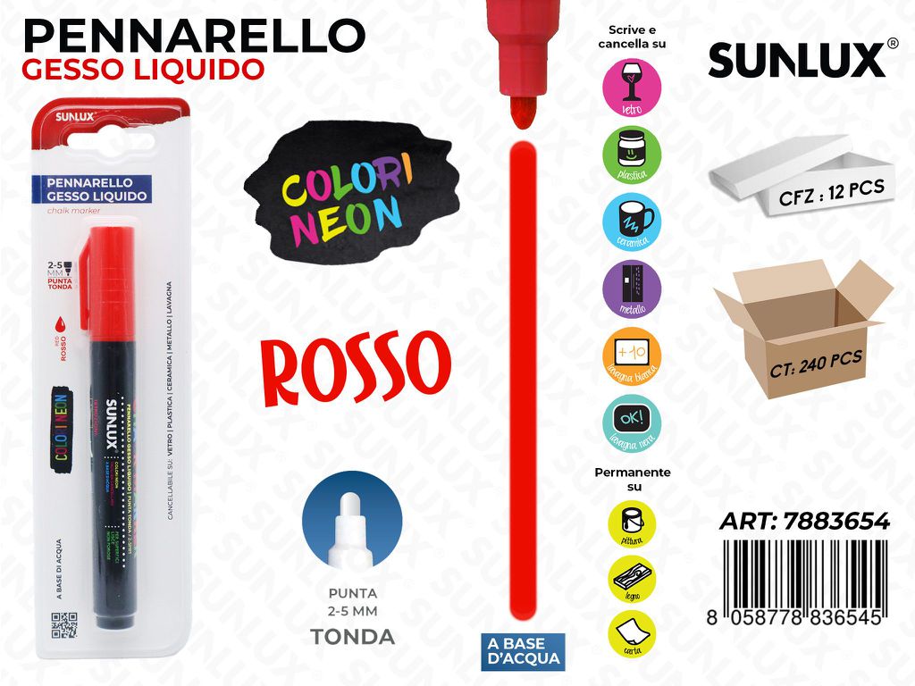Bl. Pennarello Gesso Liqu. Rosso P.tonda