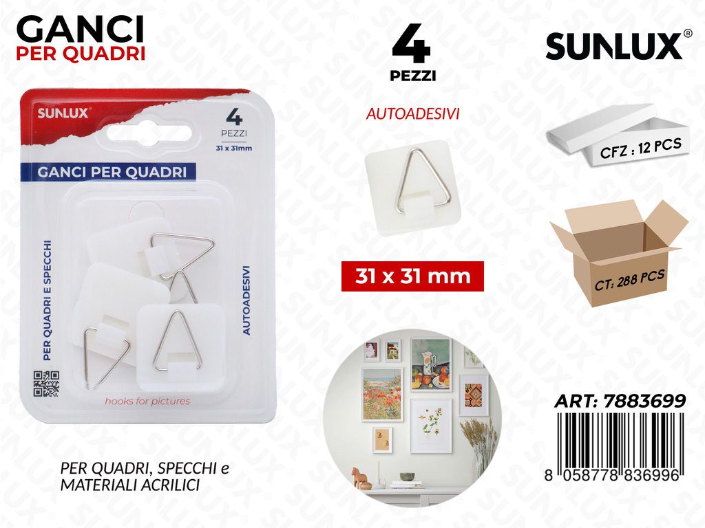 Ganci per Quadri Autoadv 4PCS 31*31MM