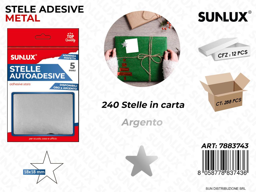 Stelle Adesive Argento 5FF-240 Stelle 1.8*1.8CM