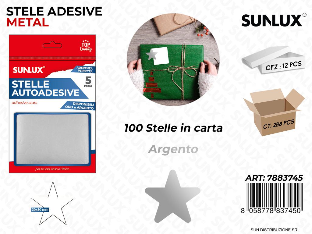 Stelle Adesive Argento 5FF-100 Stelle 3*3CM