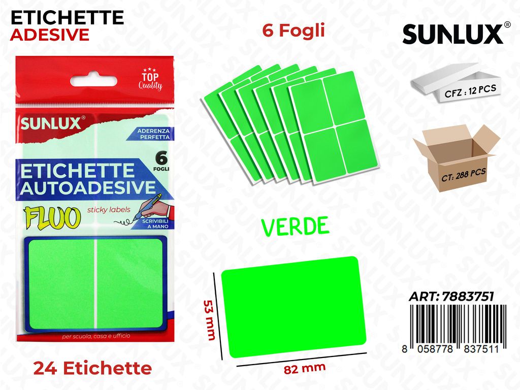 Etichette Adv Verde Fluo 82*53MM 6FF 24PC