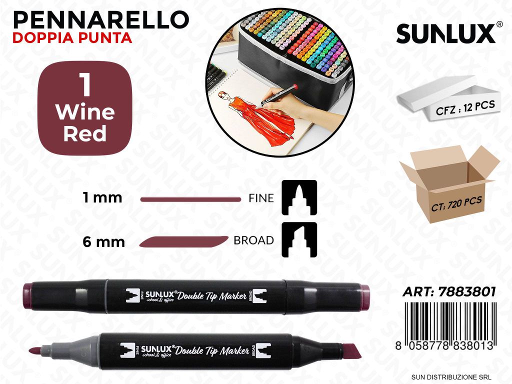 Double Tip Marker N.1 Wine Red