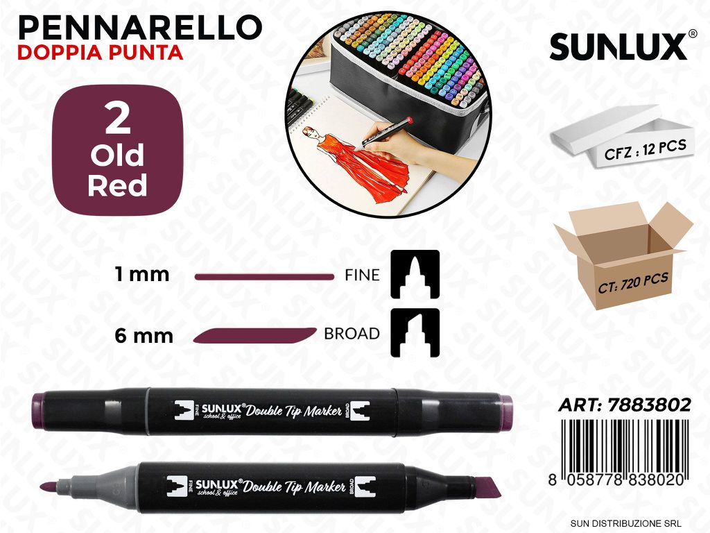 Double Tip Marker N.2 Old Red