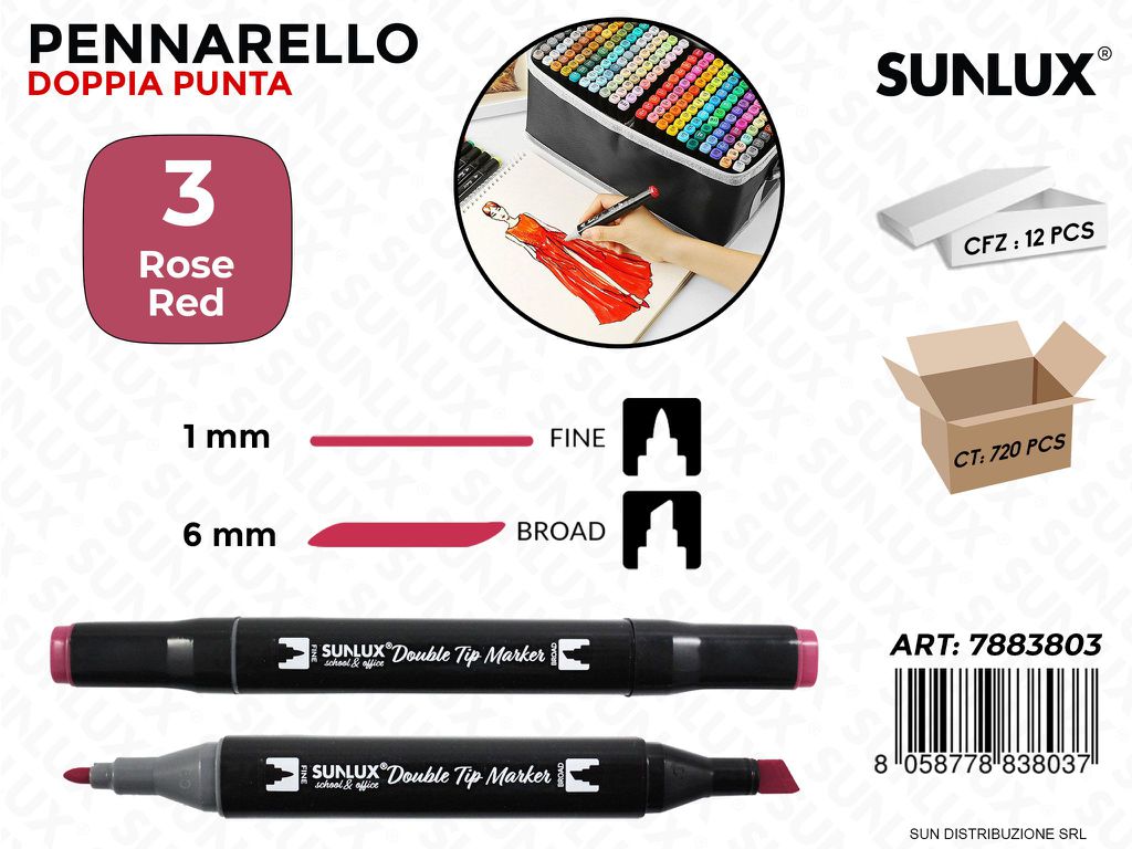 Double Tip Marker N.3 Rose Red