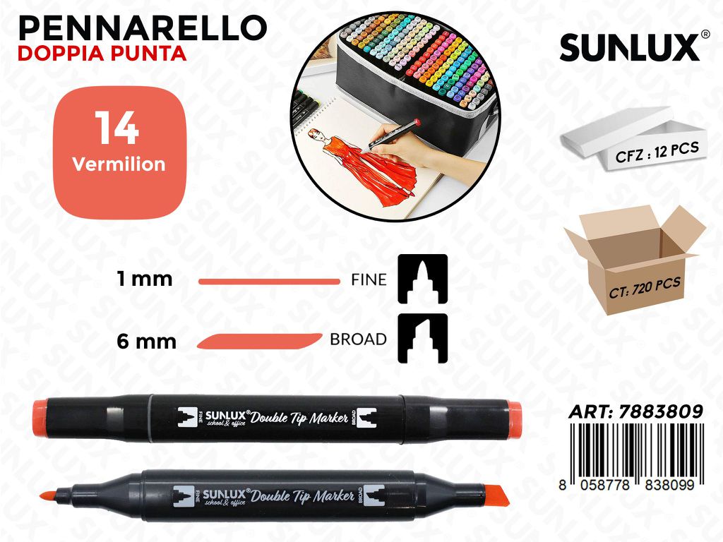 Double Tip Marker N.14 Vermilion