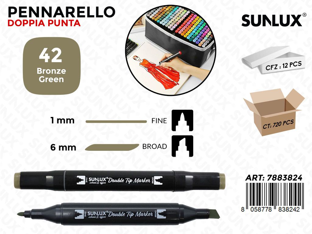 Double Tip Marker N.42 Bronze Green