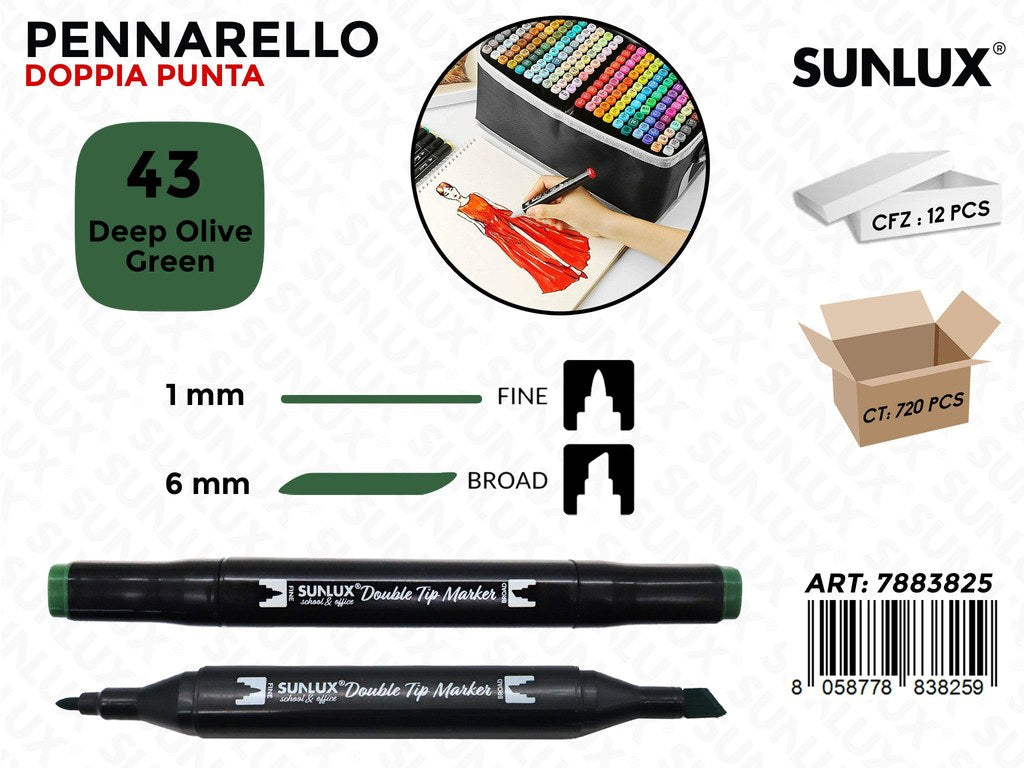 Double Tip Marker N.43 Deep Olive Green