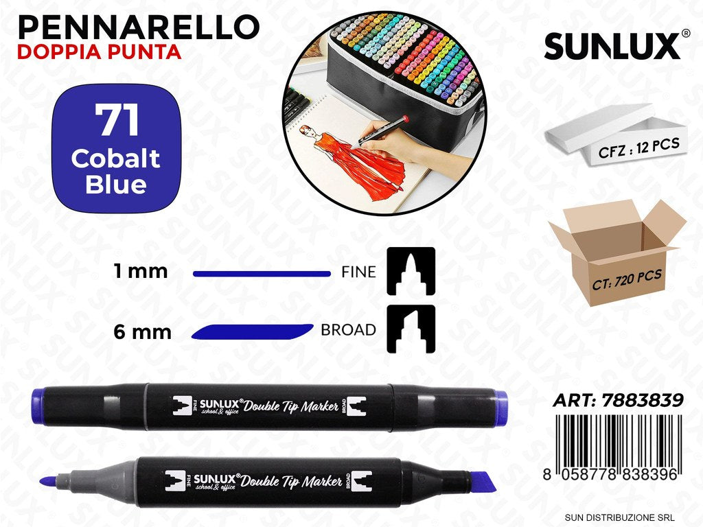 Double Tip Marker N.71 Cobal Blue
