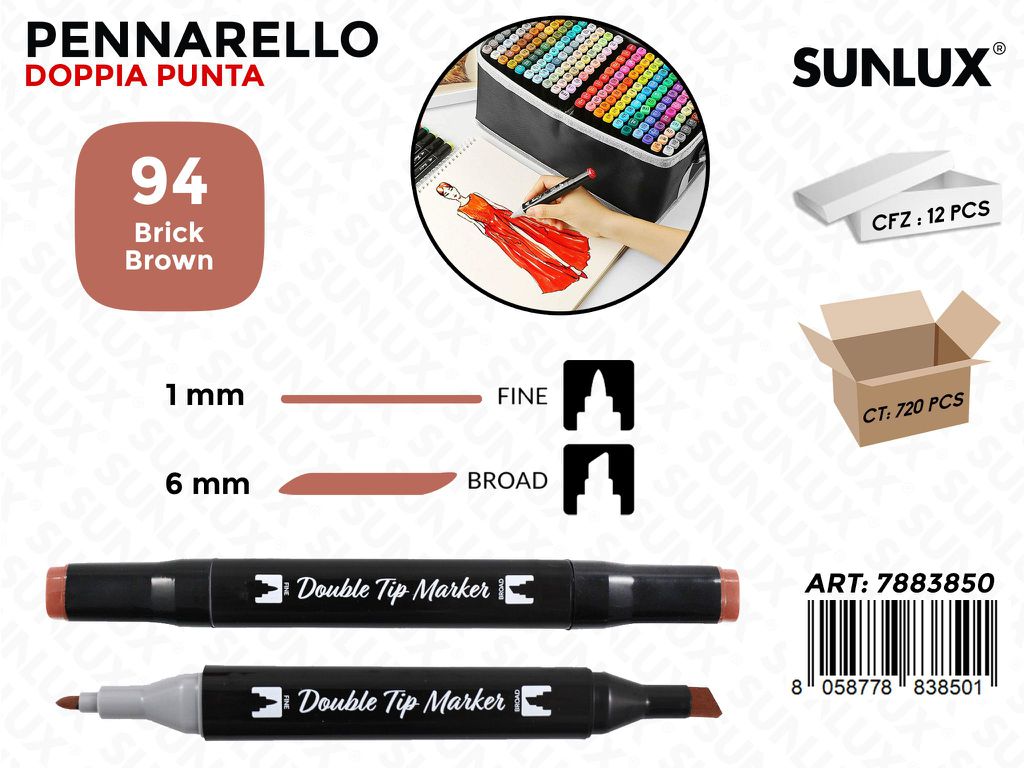 Double Tip Marker N.94 Brick Brown