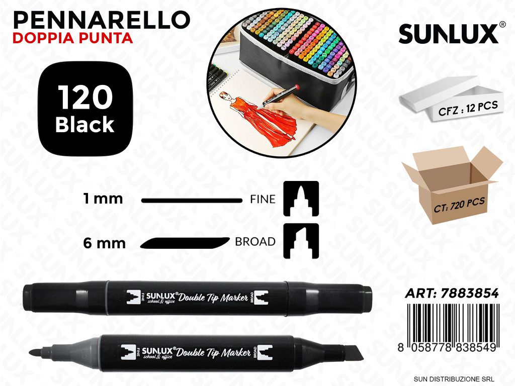 Double Tip Marker N. 120 Black