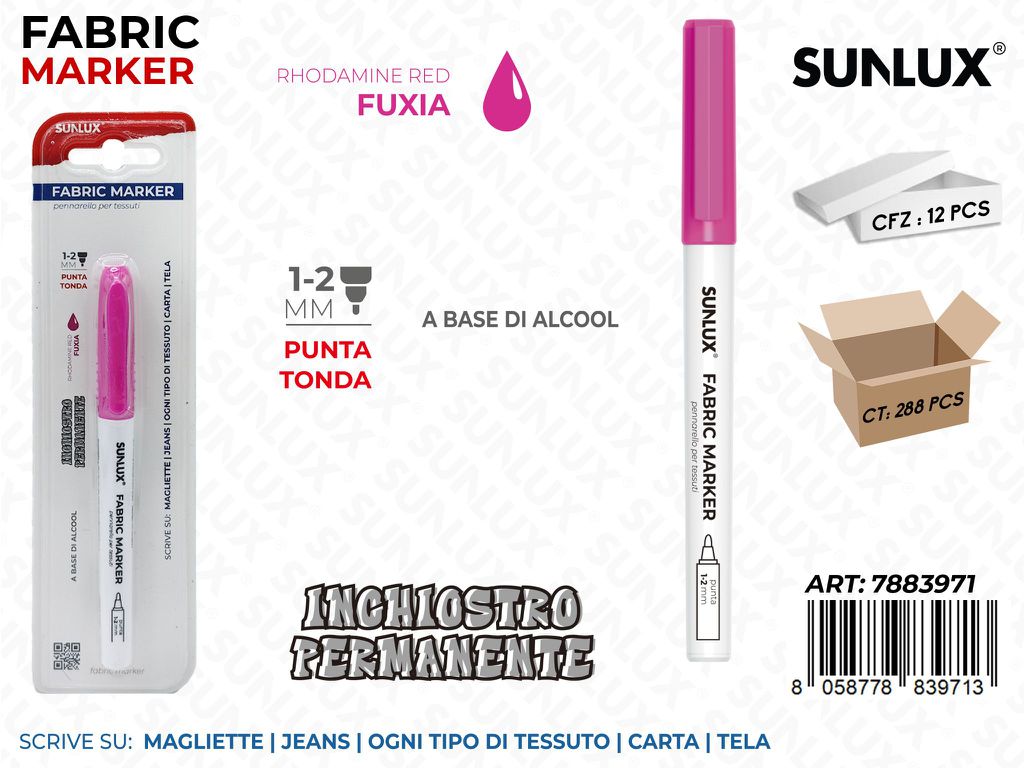Sunlux Fabric Marker per Tessuti Fucsia 1-2MM