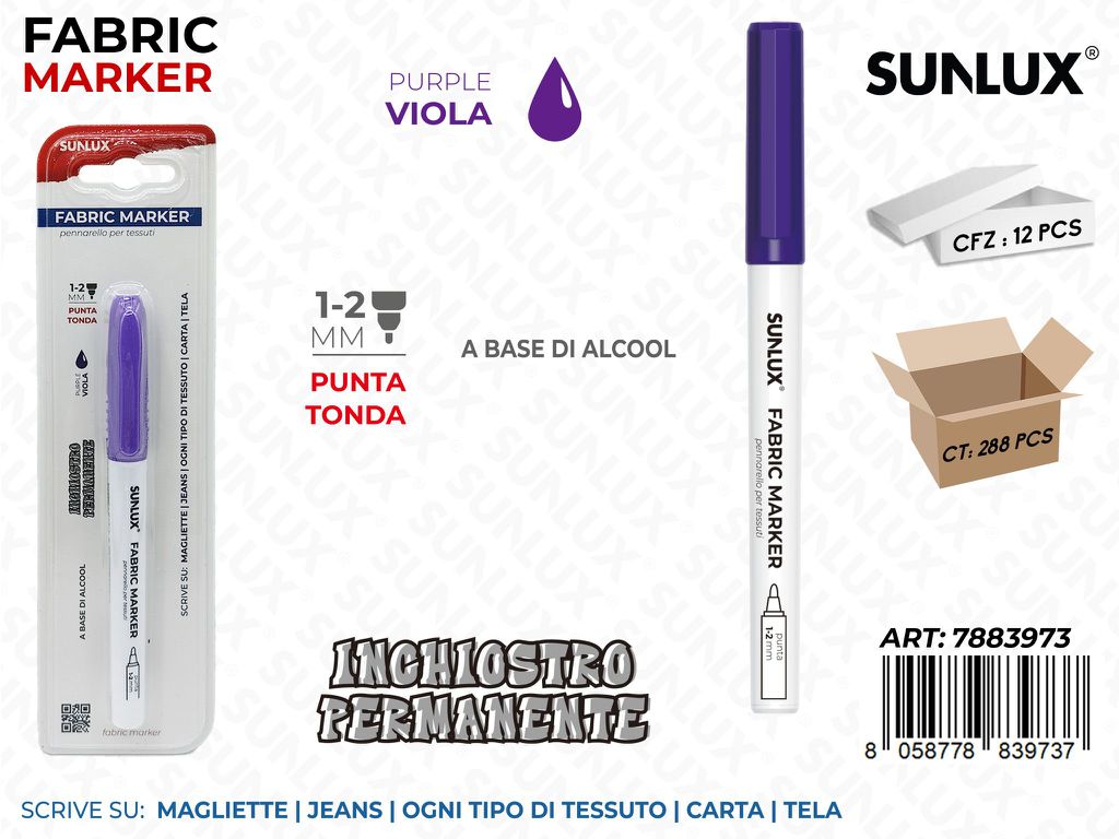 Sunlux Fabric Marker per Tessuti Viola 1-2MM