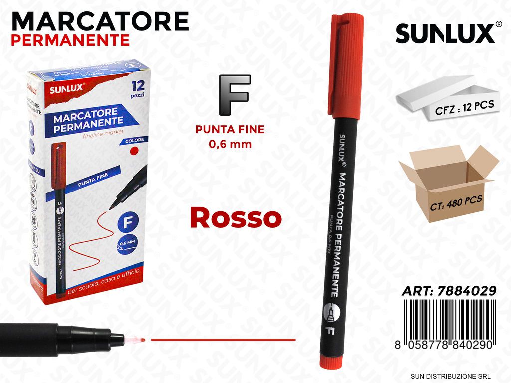 Marcatore Permanente Rosso F-0.6MM