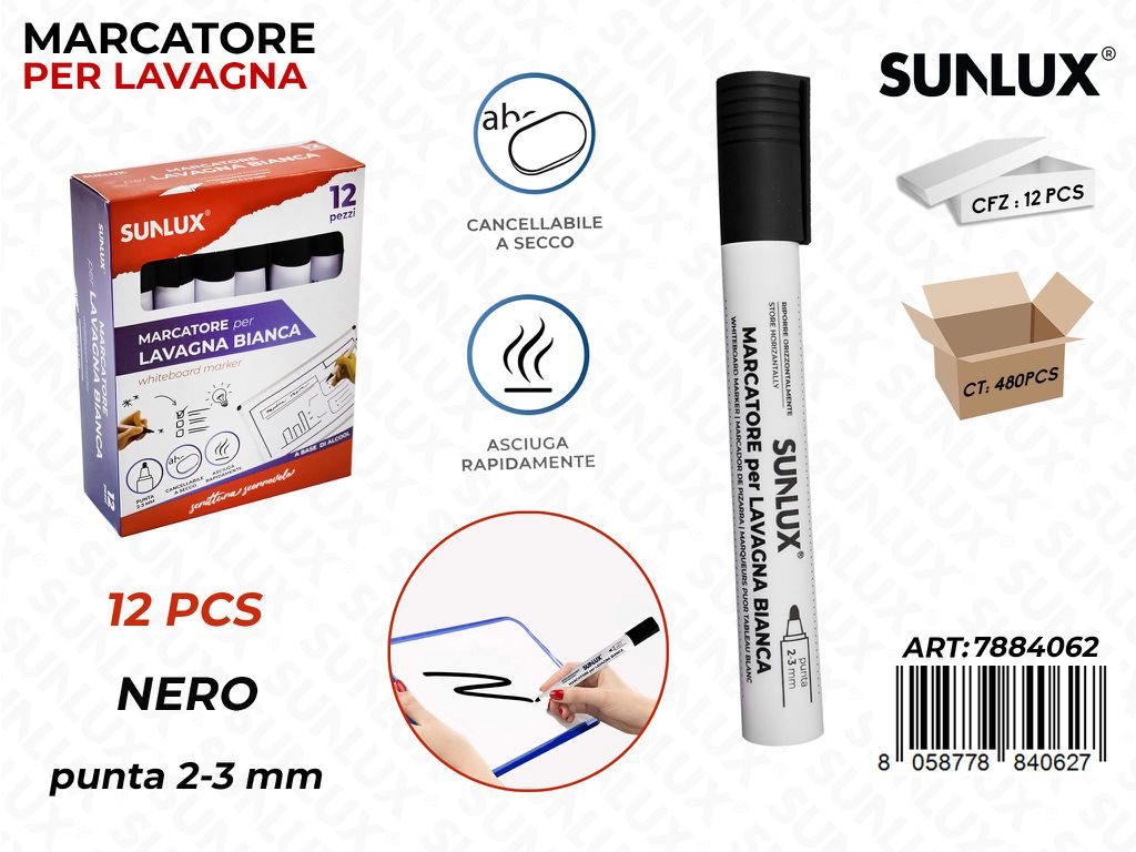 Marcatore per Lavagna Nero 2-3MM