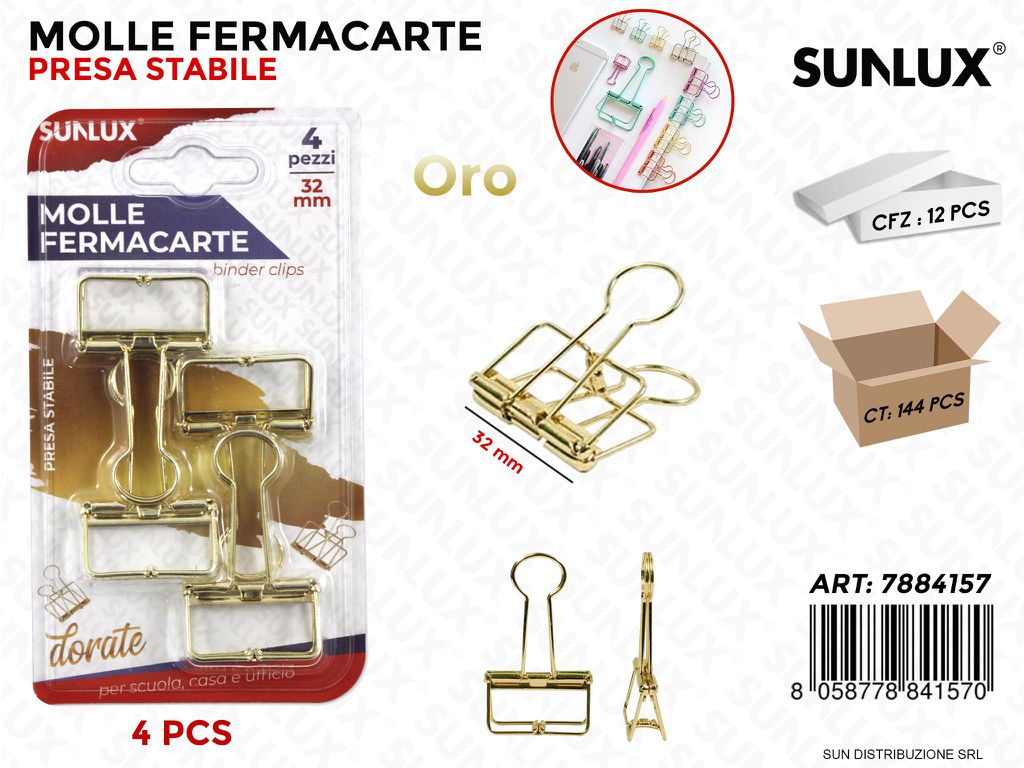 Bl. Fermacarte Oro 4PCS 32MM