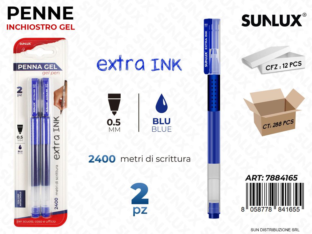 Bl. Penna Gel Extra Ink Blu 0.5MM 2PCS
