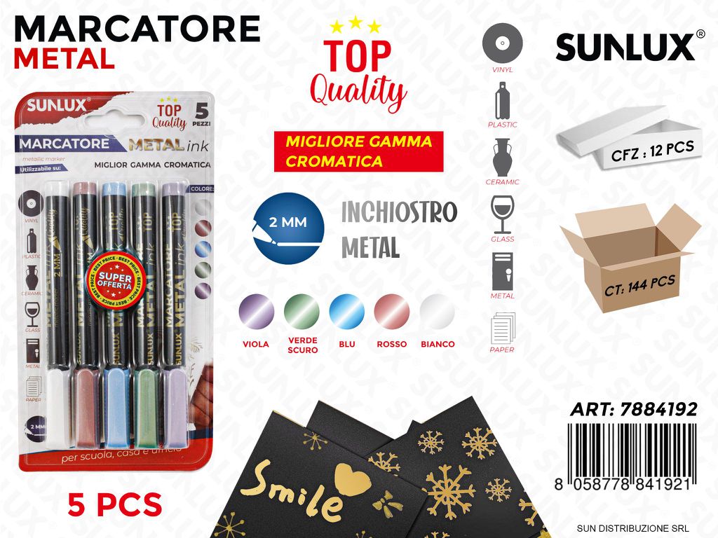 Bl. Marcatore Metal 5PCS Col.ass. 2MM